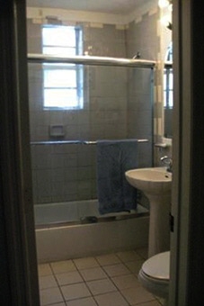 Big bathroom with a shower cubicle