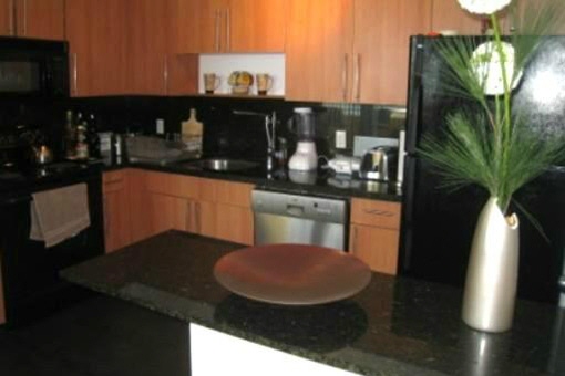 Totally renewed kitchen with its marble counter top