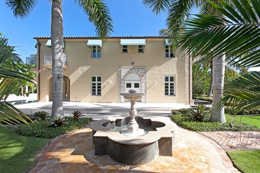 Water features at the entrance