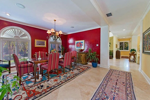 Dining room with ceiling light