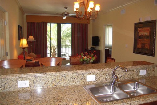 Kitchen area with double sink