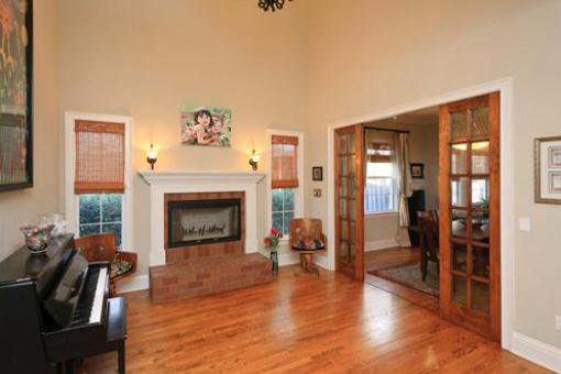 Living area with fireplace