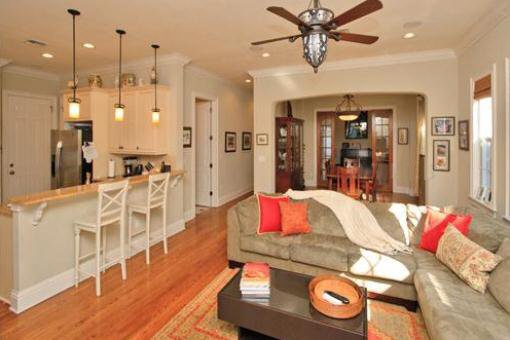 Living room with open kitchen