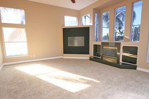 Bright living room with fireplace