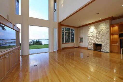 Large living room with fireplace