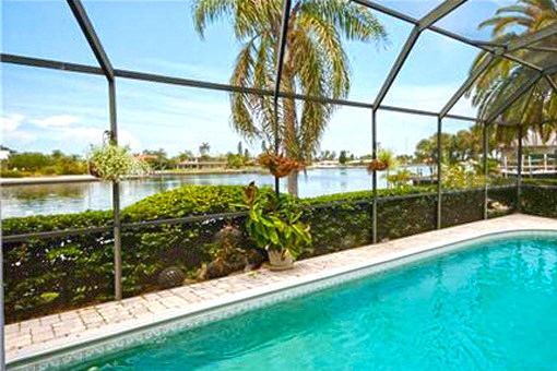 The glazed indoor swimming pool overlooking the channel