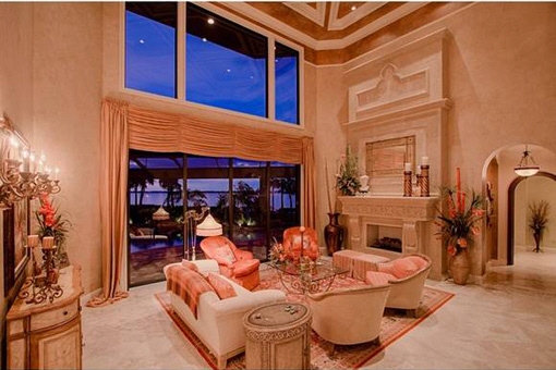 Living area with fireplace
